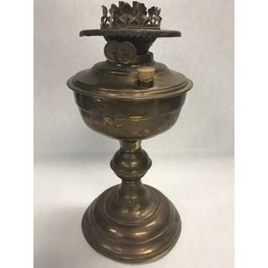 Duplex British Hurricane oil lamp brass 13 inch tall Vintage table no shade